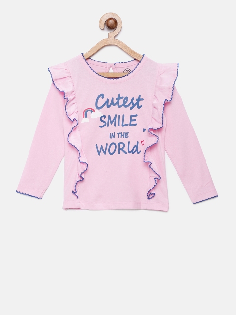 

TAMBOURINE Girls Pink Printed Round Neck T-shirt