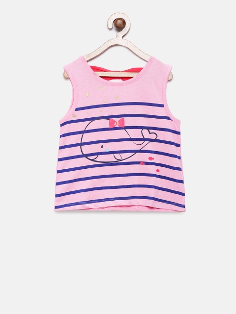 

TAMBOURINE Girls Pink Printed Pure Cotton Top