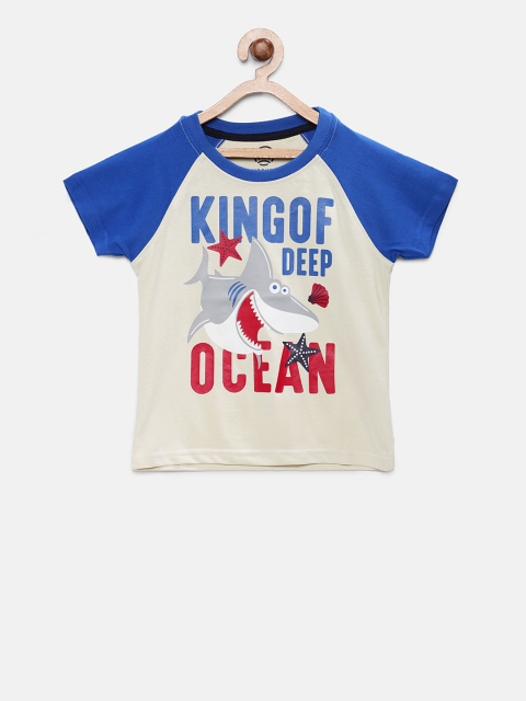 

TAMBOURINE Boys Off-White Printed Round Neck T-shirt