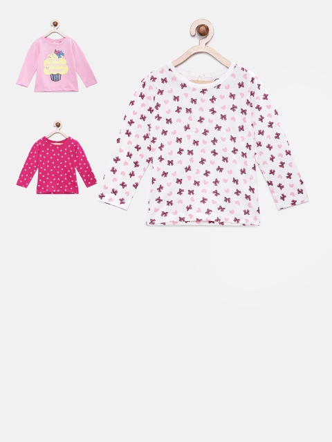 

TAMBOURINE Girls Pack of Three Printed Round Neck T-shirt, Assorted