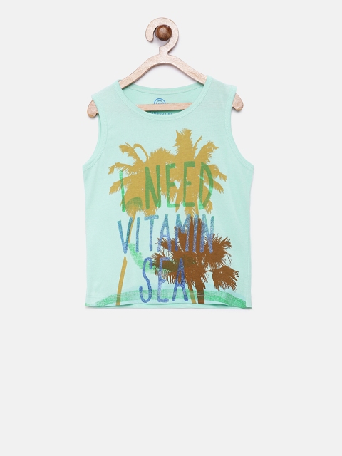 

TAMBOURINE Girls Sea Green Printed Pure Cotton Top