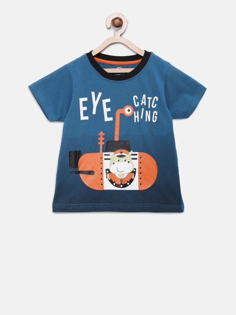 

TAMBOURINE Boys Blue Printed Round Neck T-shirt