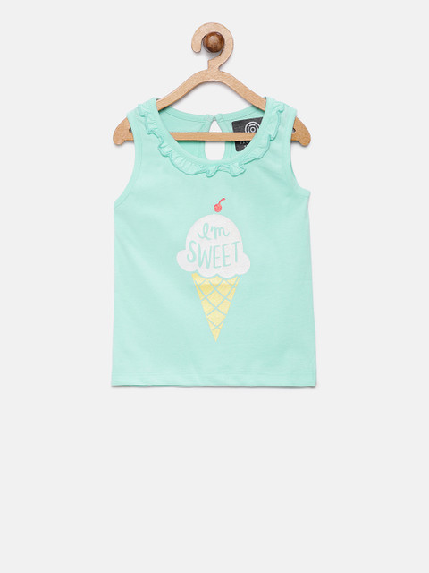 

TAMBOURINE Girls Blue Printed Round Neck T-shirt