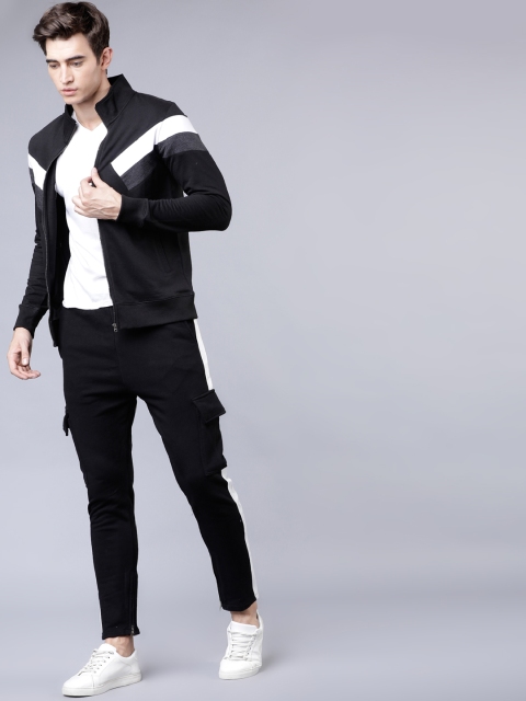 

HIGHLANDER Men Black & White Striped Sweatshirt