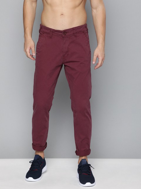 

HERE&NOW Men Burgundy Slim Fit Solid Chinos