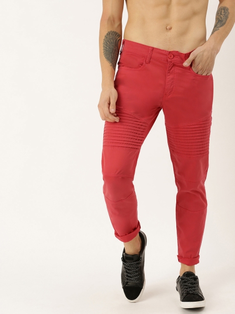 

Moda Rapido Men Coral Red Biker Slim Fit Solid Chinos