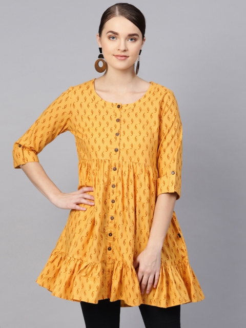 

clorals Women Yellow & Mustard Brown Printed Tunic