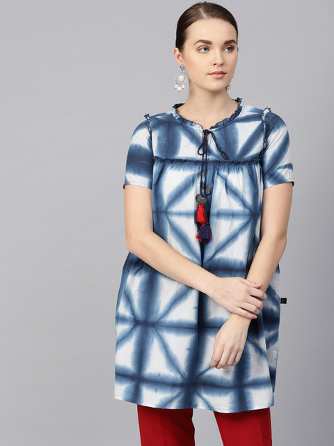 

clorals Off-White & Blue Dyed Tunic