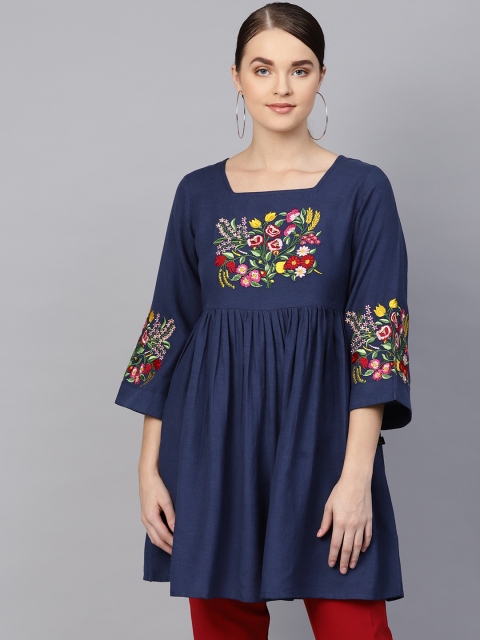 

clorals Women Navy Blue Solid Tunic