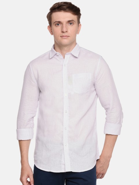 

The Chennai Silks Classicate Men White & Purple Regular Fit Striped Casual Shirt