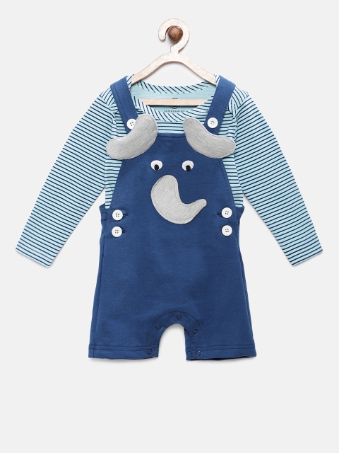 

TAMBOURINE Boys Blue Striped T-shirt with Shorts