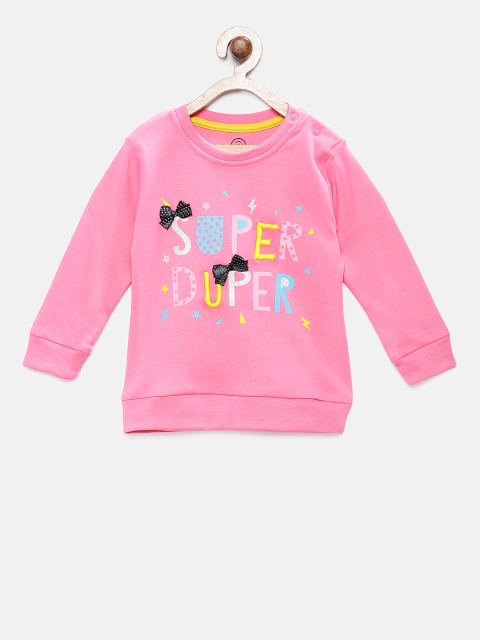 

TAMBOURINE Infants Pink Printed Embroidered Pullover Sweatshirt