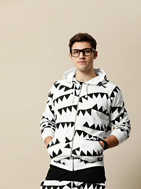 

Mr Bowerbird Men White Printed Hooded Sweatshirt