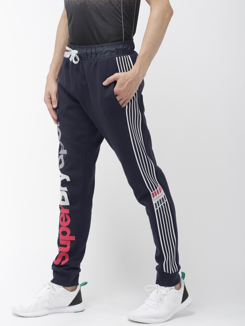 

Superdry Men Navy Blue Printed Applique Detail Side Stripe Athletico Joggers