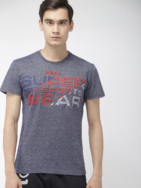 

Superdry Sport Men Navy Blue Printed Round Neck Emboss Overprint Sport T-shirt