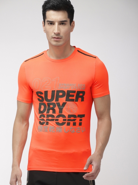 

Superdry Men Orange Printed Round Neck Active Graphic S/S T-shirt
