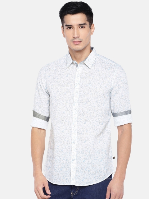 

Globus Men White & Grey Printed Regular Fit Casual Shirt