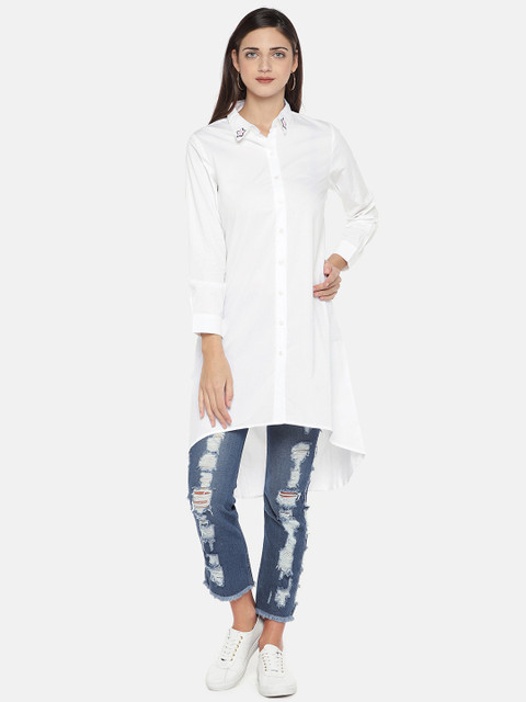 

Globus Women White Regular Fit Solid Casual Shirt