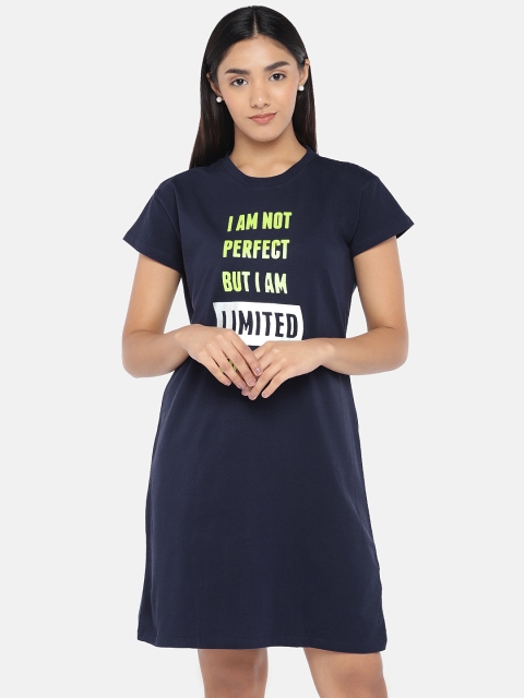 

Globus Women Navy Blue Printed T-shirt Dress