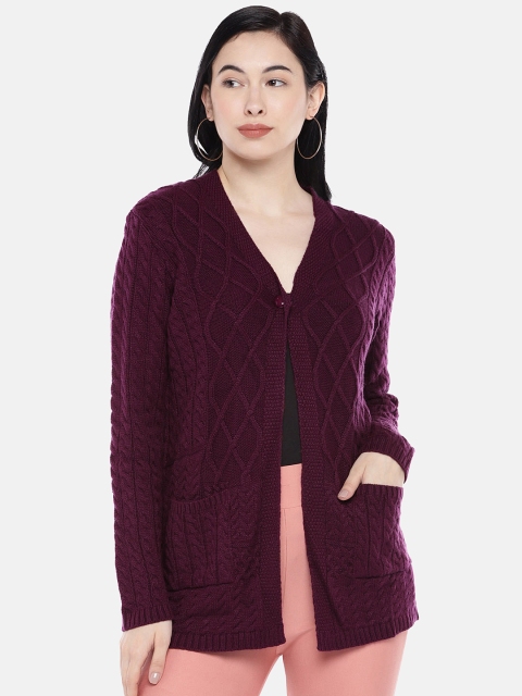 

Globus Women Maroon Self Design Sweater