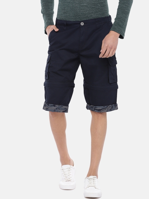 

Globus Men Blue Solid Slim Fit Cargo Shorts