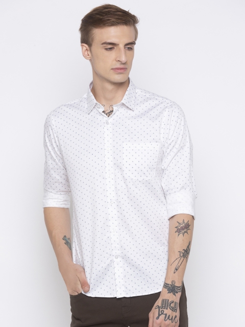 

Globus Men White Regular Fit Printed Casual Shirt
