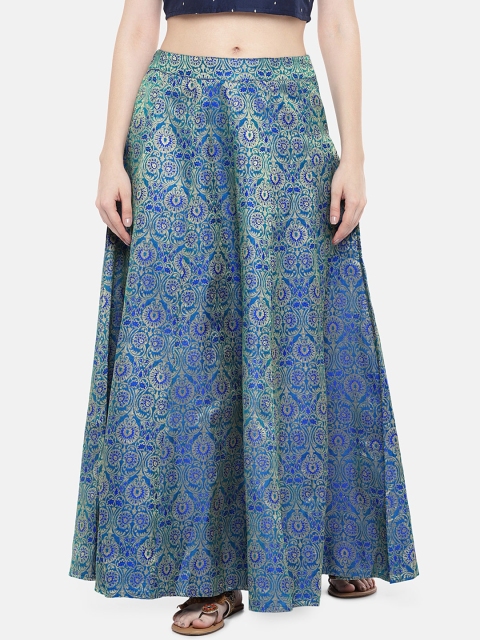 

Globus Women Blue & Gold-Coloured Self Design Maxi Skirt