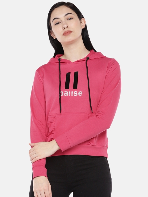 

Globus Women Pink Printed Hooded Sweatshirt