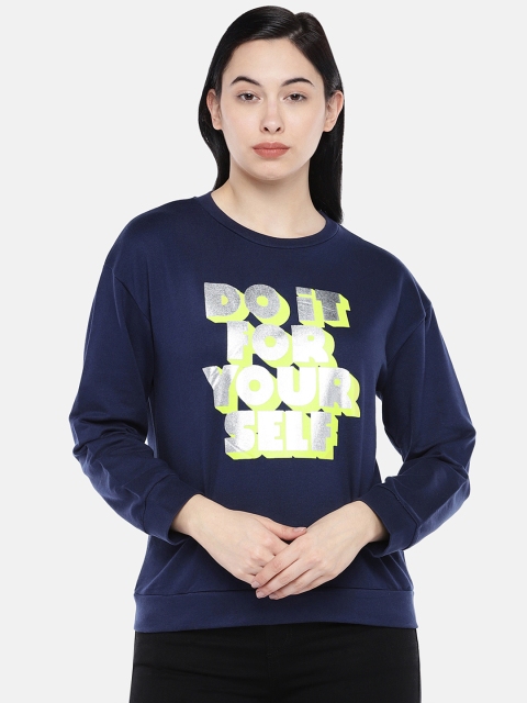 

Globus Women Navy Blue Printed Sweatshirt