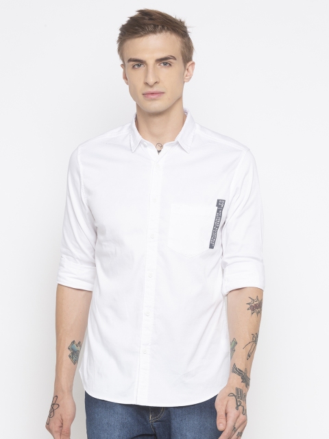 

Globus Men White Regular Fit Solid Casual Shirt