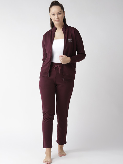 

MADAME M SECRET Women Burgundy Solid Night Suit