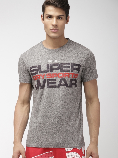 

Superdry Men Grey Melange Printed Highgloss Sport Round Neck T-shirt
