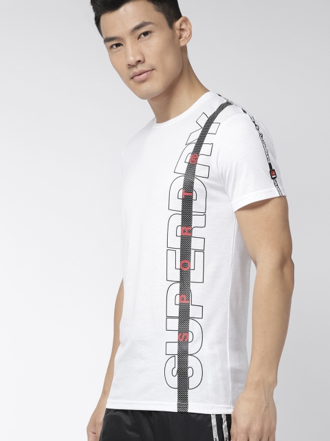 

Superdry Men White Printed Round Neck T-shirt