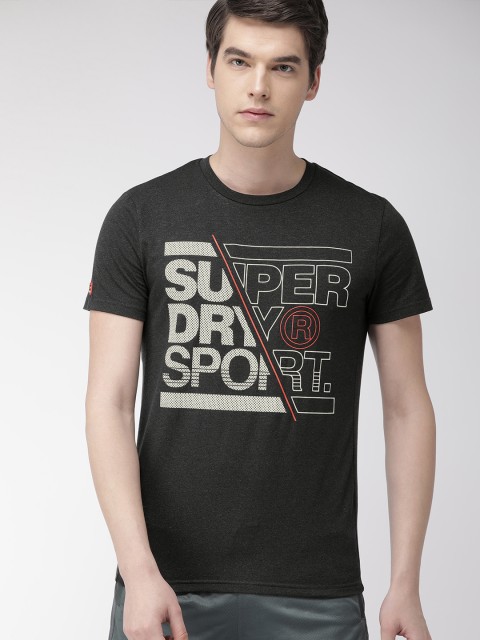 

Superdry Men Black Printed DrySport Core SportTech Graphic Round Neck T-shirt