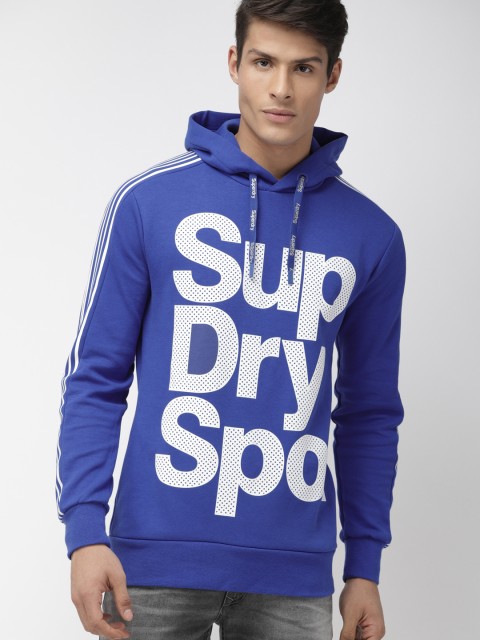 

Superdry Men Blue Printed Core Sport Tech Hooded Sweatshirt