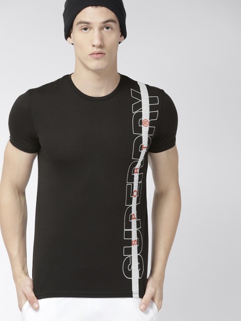 

Superdry Men Black & White Solid Round Neck T-shirt