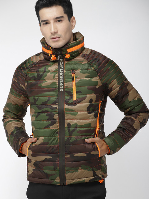 

Superdry Men Green Printed Lightweight Power Pop Camo Puffer Jacket