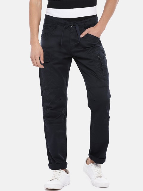

Globus Men Navy Blue Slim Fit Solid Cargos