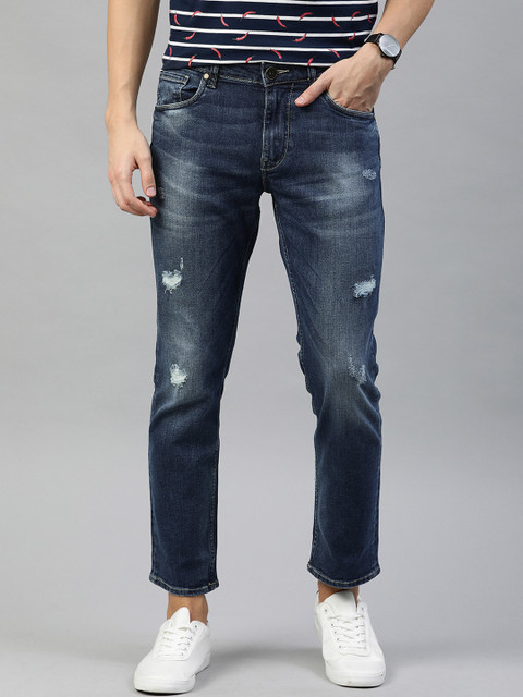 

Mast & Harbour Men Blue Slim Fit Mid-Rise Mildly Distressed Stretchable Jeans