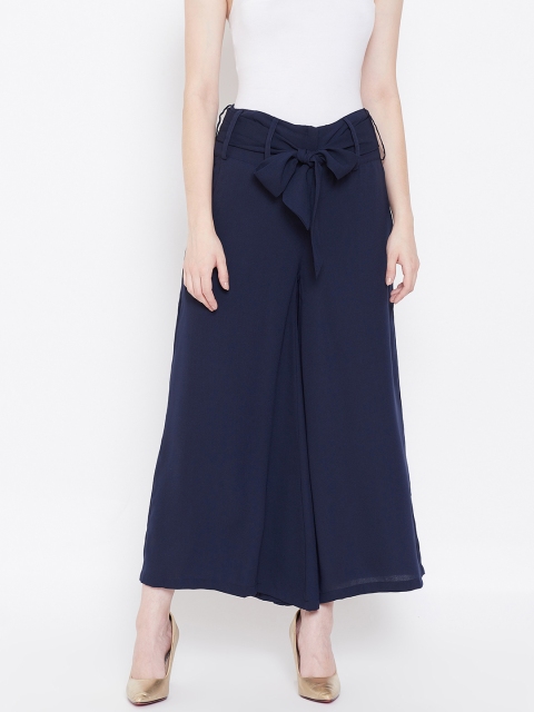 

Instacrush Women Navy Blue Regular Fit Solid Flared Trousers