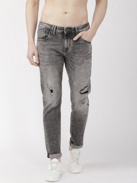 

Flying Machine Men Grey Skinny JACKSON Fit Mid-Rise Mildly Distressed Stretchable Jeans