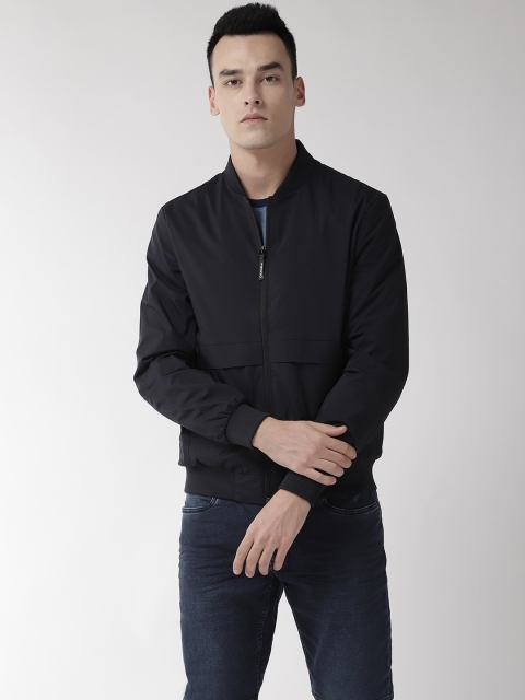 

Flying Machine Men Navy Blue Solid Bomber Jacket