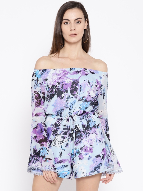 

Instacrush Women Blue & Purple Printed Playsuit
