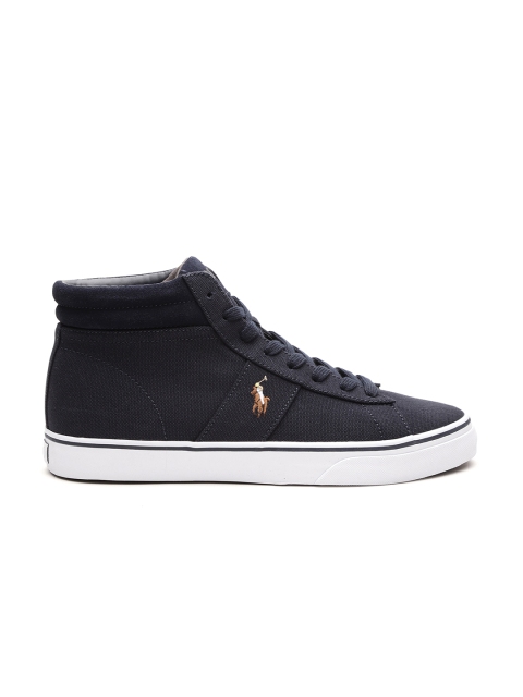 

Polo Ralph Lauren Men Navy Blue Solid Mid-Top Sneakers