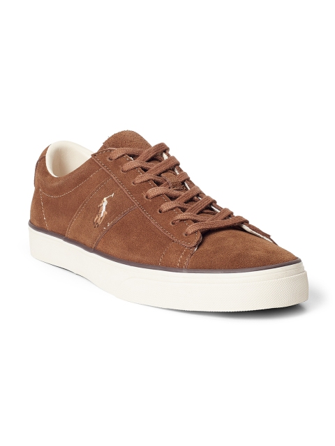 

Polo Ralph Lauren Men Olive Brown Sayer Suede Low-Top Sneakers
