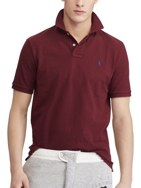 

Polo Ralph Lauren Men Burgundy Solid Slim Fit Mesh Polo Shirt