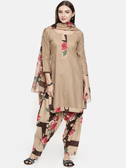 

Rajnandini Beige Cotton Blend Unstitched Dress Material