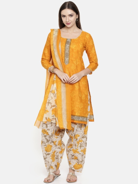 

Rajnandini Yellow Cotton Blend Unstitched Dress Material