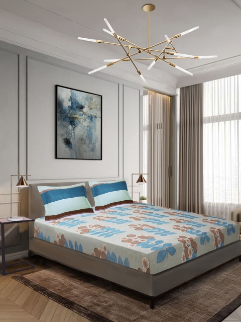 

Aura Multicoloured Floral 120 TC Polyester Double Queen Bedsheet with 2 Pillow Covers, Multi