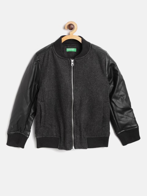 

United Colors of Benetton Boys Black Solid Bomber Jacket